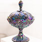 Vintage Fenton Lily of the Valley Amethyst Carnival Lidded Compote Dish