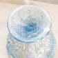 Vintage Fenton Lily of the Valley Blue Iridescent Lidded Compote Dish