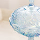 Vintage Fenton Lily of the Valley Blue Iridescent Lidded Compote Dish