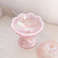 Vintage Fenton Lily of the Valley Pink Iridescent Lidded Compote Dish