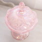 Vintage Fenton Lily of the Valley Pink Iridescent Lidded Compote Dish