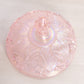 Vintage Fenton Lily of the Valley Pink Iridescent Lidded Compote Dish