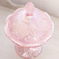 Vintage Fenton Lily of the Valley Pink Iridescent Lidded Compote Dish