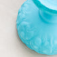 Vintage Fenton Matte Blue Glass Water Lily Lidded Compote
