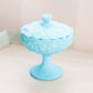 Vintage Fenton Matte Blue Glass Water Lily Lidded Compote