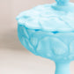 Vintage Fenton Matte Blue Glass Water Lily Lidded Compote