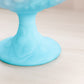 Vintage Fenton Matte Blue Glass Water Lily Lidded Compote