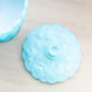 Vintage Fenton Matte Blue Glass Water Lily Lidded Compote