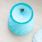 Vintage Fenton Matte Blue Glass Water Lily Lidded Compote