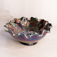 Vintage Fenton Medium Carnival Glass Holly and Berry Bowl with Ruffle Edge