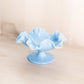 Vintage Fenton Medium Pastel Blue Milk Glass Ruffled Footed Bowl