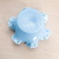 Vintage Fenton Medium Pastel Blue Milk Glass Ruffled Footed Bowl