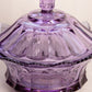 Vintage Fenton Medium Purple Glass Scalloped Lidded Dish with Finial