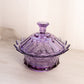 Vintage Fenton Medium Purple Glass Scalloped Lidded Dish with Finial