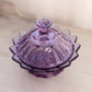 Vintage Fenton Medium Purple Glass Scalloped Lidded Dish with Finial