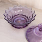 Vintage Fenton Medium Purple Glass Scalloped Lidded Dish with Finial
