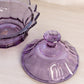 Vintage Fenton Medium Purple Glass Scalloped Lidded Dish with Finial