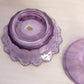 Vintage Fenton Medium Purple Glass Scalloped Lidded Dish with Finial