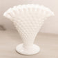 Vintage Fenton Medium White Milk Glass Hobnail Fan Vase