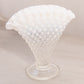 Vintage Fenton Mini White Opalescent Glass Hobnail Fan Vase