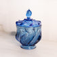 Vintage Fenton Paisley Dark Blue Glass Lidded Dish