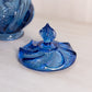 Vintage Fenton Paisley Dark Blue Glass Lidded Dish