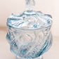 Vintage Fenton Paisley Light Blue Glass Lidded Dish