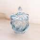 Vintage Fenton Paisley Light Blue Glass Lidded Dish