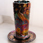 Vintage Fenton Peacock Floral Carnival Glass Vase & Underplate 237/900