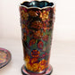 Vintage Fenton Peacock Floral Carnival Glass Vase & Underplate 237/900