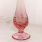 Vintage Fenton Pink Glass Swung Vase with Strawberry Designs