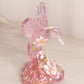 Vintage Fenton Pink Iridescent Glass Floral Hummingbird Figurine