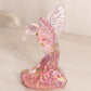 Vintage Fenton Pink Iridescent Glass Floral Hummingbird Figurine