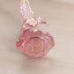 Vintage Fenton Pink Iridescent Glass Floral Hummingbird Figurine