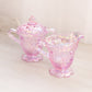 Vintage Fenton Pink Iridescent Glass Rose Creamer & Sugar Set