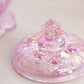 Vintage Fenton Pink Iridescent Glass Rose Creamer & Sugar Set