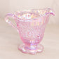 Vintage Fenton Pink Iridescent Glass Rose Creamer & Sugar Set