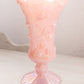 Vintage Fenton Pink Iridescent Glass Rose Floral Footed Vase