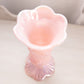 Vintage Fenton Pink Iridescent Glass Rose Floral Footed Vase