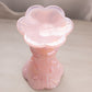 Vintage Fenton Pink Iridescent Glass Rose Floral Footed Vase