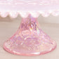 Vintage Fenton Pink Iridescent Opalescent Glass Spanish Lace Cake Stand