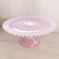 Vintage Fenton Pink Iridescent Opalescent Glass Spanish Lace Cake Stand