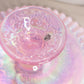 Vintage Fenton Pink Iridescent Opalescent Glass Spanish Lace Cake Stand