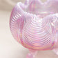 Vintage Fenton Pink Opalescent Glass Drape 3-Toed Bowl