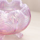Vintage Fenton Pink Opalescent Glass Drape 3-Toed Bowl