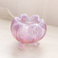 Vintage Fenton Pink Opalescent Glass Drape 3-Toed Bowl