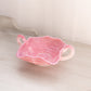 Vintage Fenton Pink White Rosalene Glass Butterfly Dish with 2 Handles