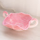Vintage Fenton Pink White Rosalene Glass Butterfly Dish with 2 Handles