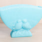 Vintage Fenton Rectangular Top Blue Matte Glass Vase with Bird Designs