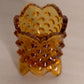 Vintage Fenton Small Amber Glass Hobnail Toothpick Holder